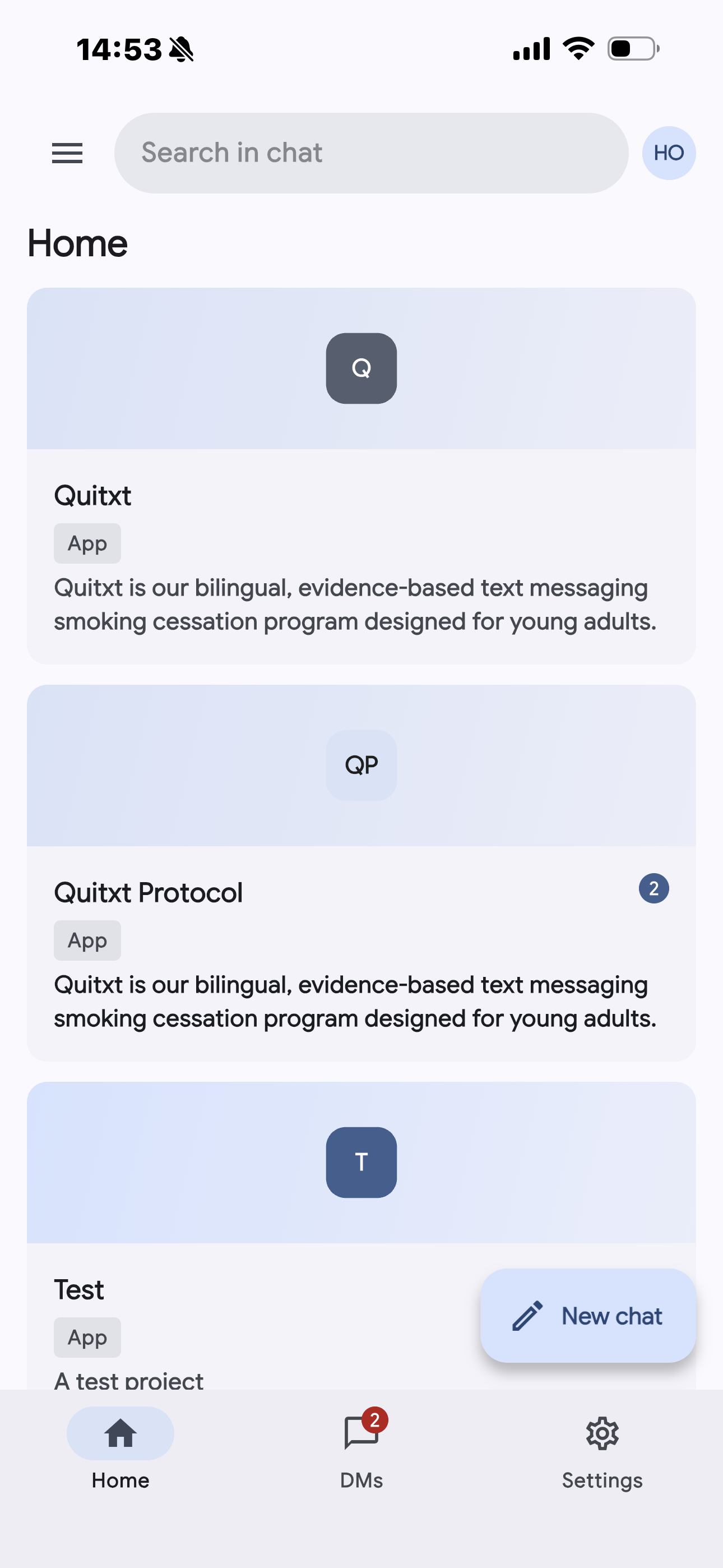 ezmapp home screen showing study projects and unread messages